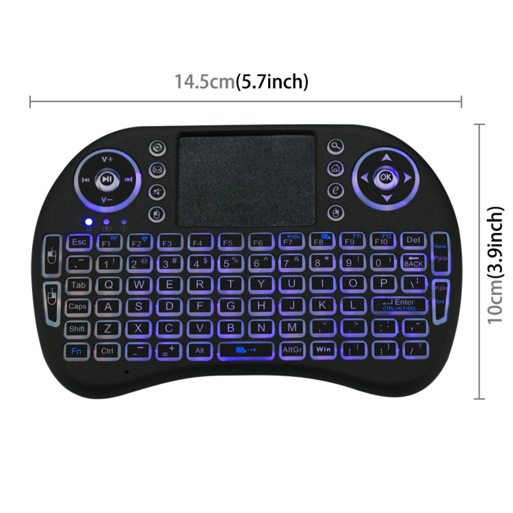 Clavier QWERTY sans fil Mini i8 2,4 GHz avec rétroéclairage coloré, pavé tactile et contrôle multimédia pour PC, Android TV BOX, lecteur X-BOX, smartphones, Change Colorful Backlight