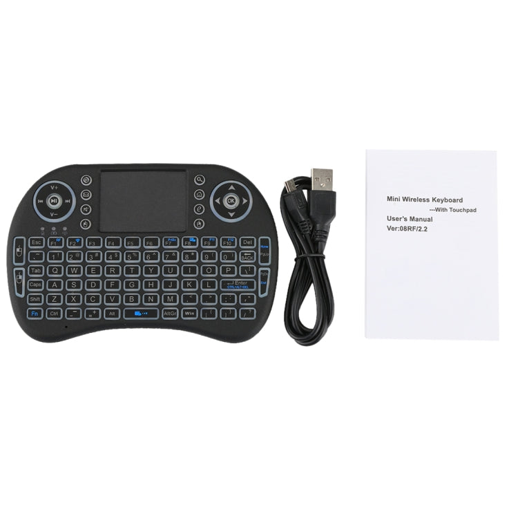 Clavier QWERTY sans fil Mini i8 2,4 GHz avec rétroéclairage coloré, pavé tactile et contrôle multimédia pour PC, Android TV BOX, lecteur X-BOX, smartphones, Change Colorful Backlight