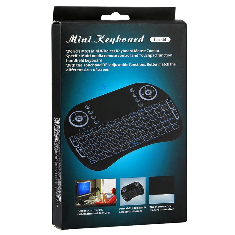 Clavier QWERTY sans fil Mini i8 2,4 GHz avec rétroéclairage coloré, pavé tactile et contrôle multimédia pour PC, Android TV BOX, lecteur X-BOX, smartphones, Change Colorful Backlight