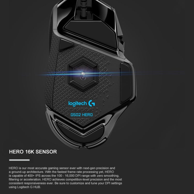 Logitech G502 HERO Gaming Mouse - 11 buttons, 2.1 m