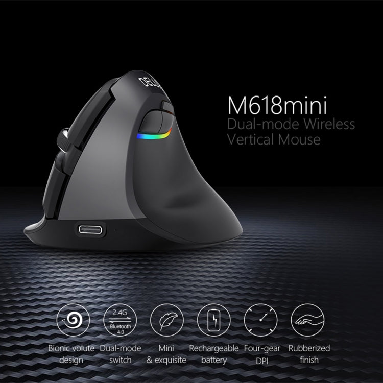 Souris verticale ergonomique DELUX M618 sans fil pour gaming