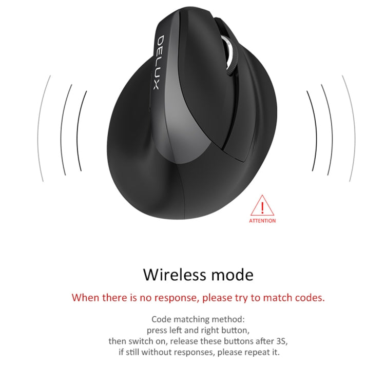 Souris verticale ergonomique DELUX M618 sans fil pour gaming