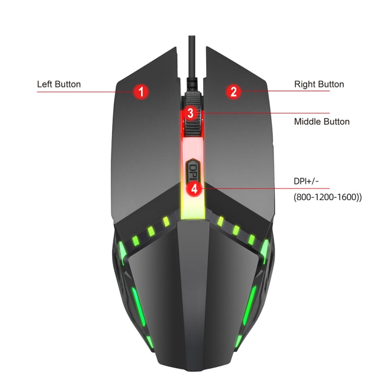 HXSJ S200 USB 1600 dpi Gaming Mouse - Wired, 4 Keys