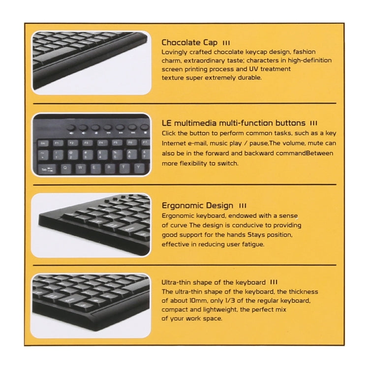 Mini Multimedia Wired Keyboard for PC - KB-301A Cangjie