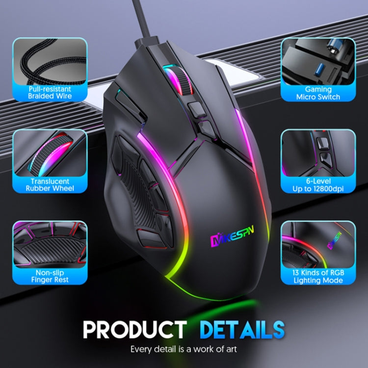 RGB Wired Gaming Mouse 12800 DPI - MKESPN X15