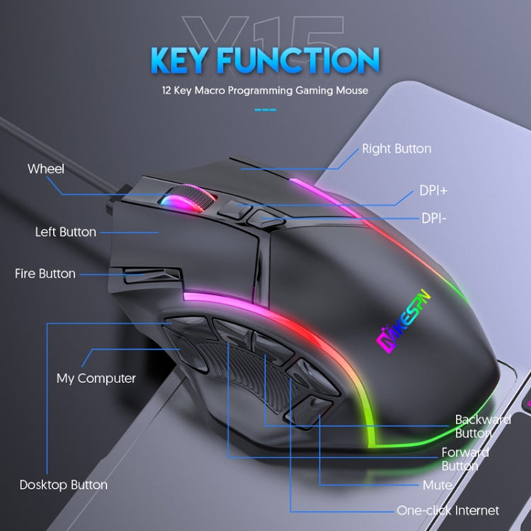 RGB Wired Gaming Mouse 12800 DPI - MKESPN X15