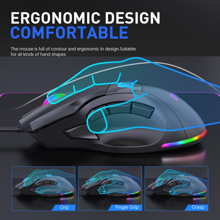 MKESPN X10 Souris de jeu filaire à définition macro RVB à 9 boutons, Macro Definition