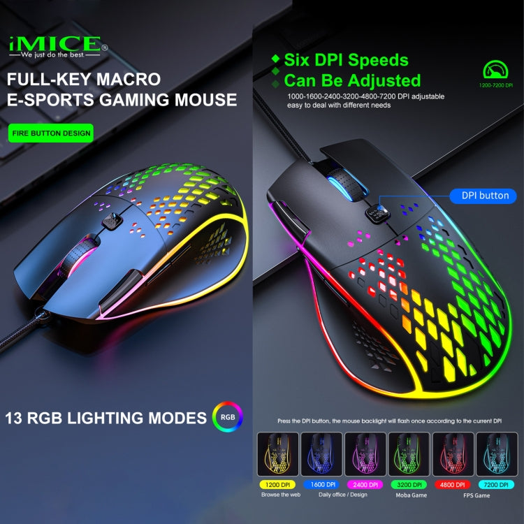 Souris Gaming iMICE T97 RGB 7200 DPI - Filaire & Performante