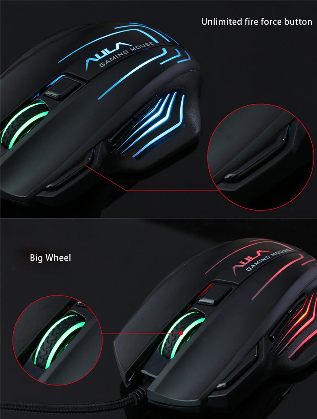 Souris Gaming Filaire 7D Aula Ghost Shark II - 4000 DPI