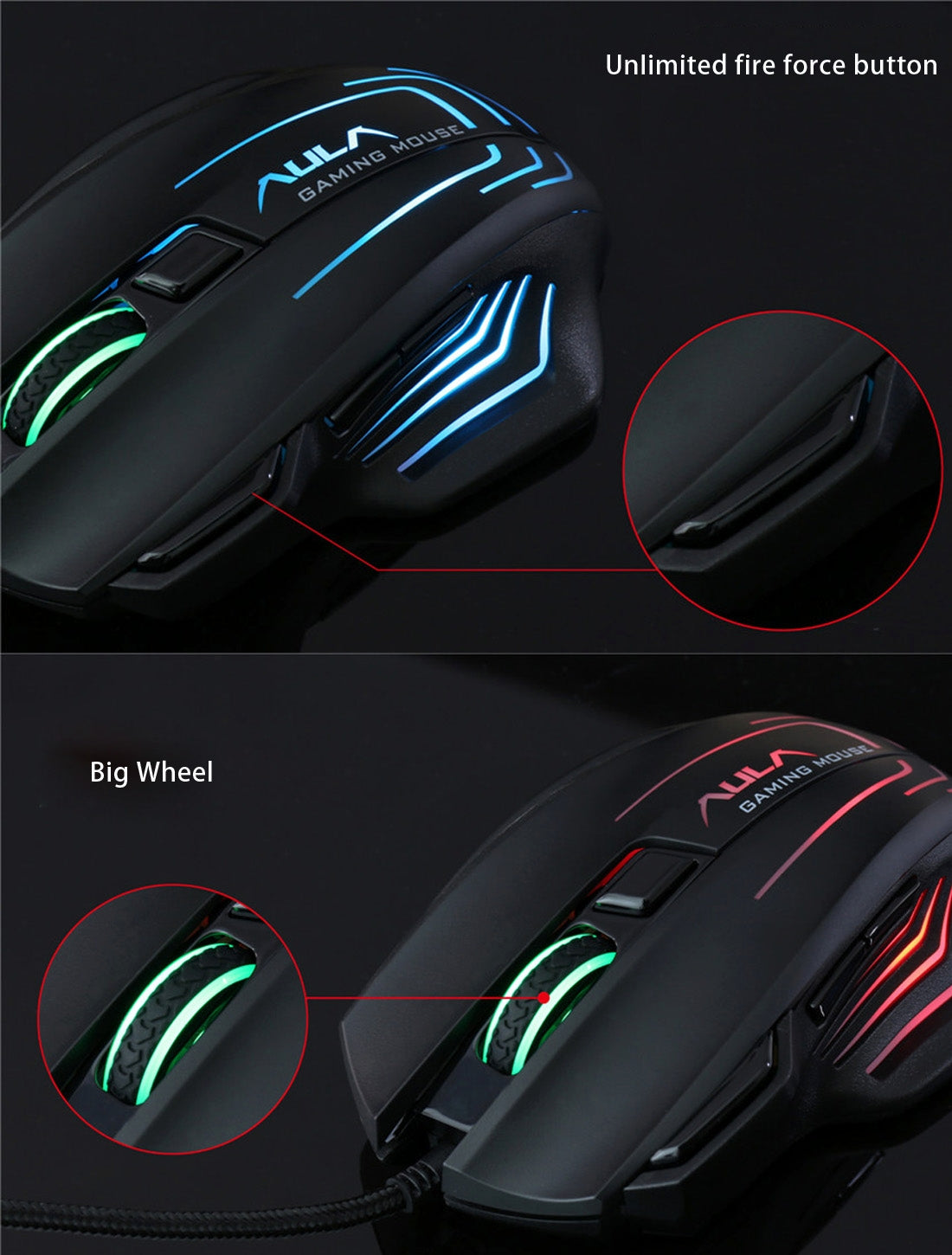 Souris Gaming Filaire 7D Aula Ghost Shark II - 4000 DPI