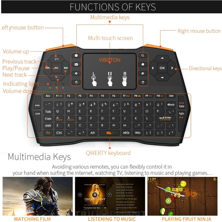 VIBOTON i8 Plus Wireless Keyboard for PC and TV Box