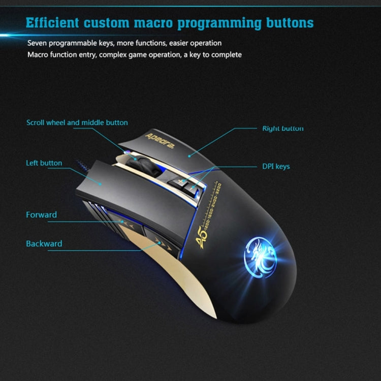 Souris de jeu iMICE A5 USB 3200 DPI pour PC et portable
