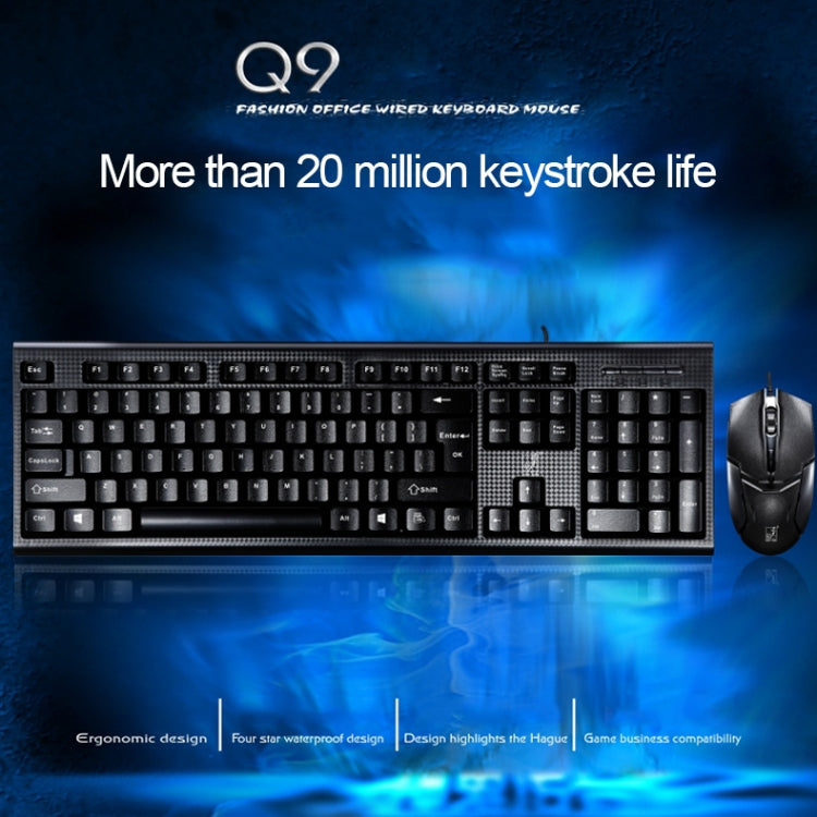 Chasing Leopard Q9 1600 DPI Gaming Desktop Keyboard + Wired Grid Texture Professional Optical Mouse Kit