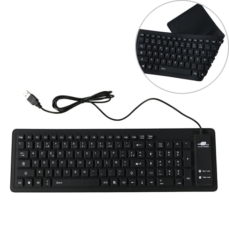 103 touches français USB filaire Silicone clavier étanche clavier d'ordinateur portable de bureau, longueur du câble: 1.5 m