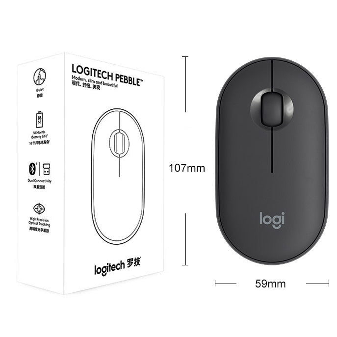 Logitech Pebble Bluetooth Mouse for PC - Slim Design and