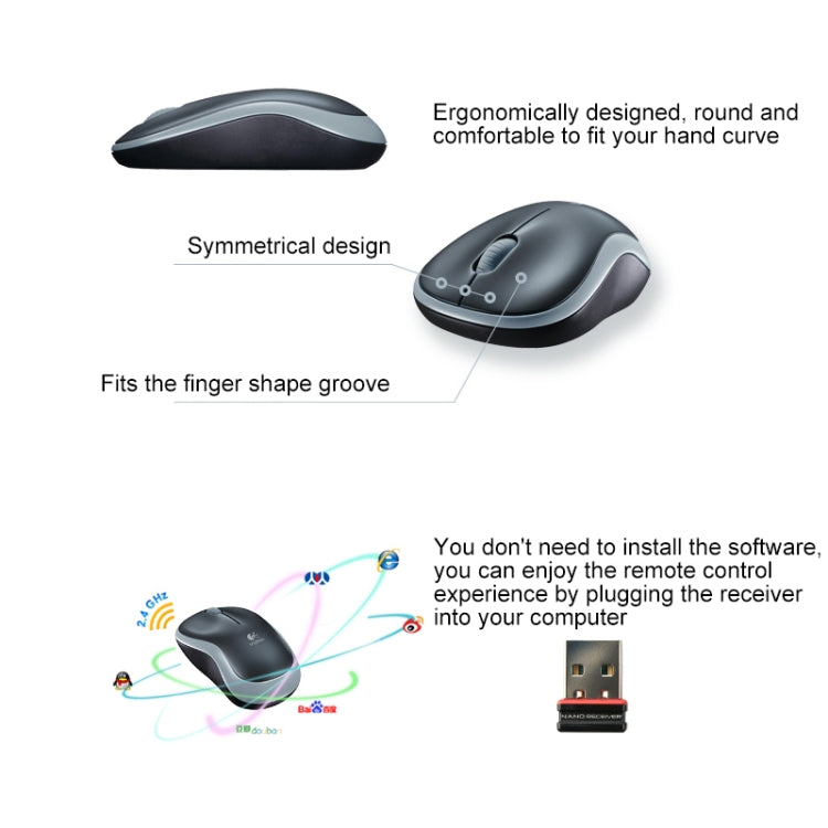 Souris sans fil Logitech M185 pour PC - 1000 DPI, 10m