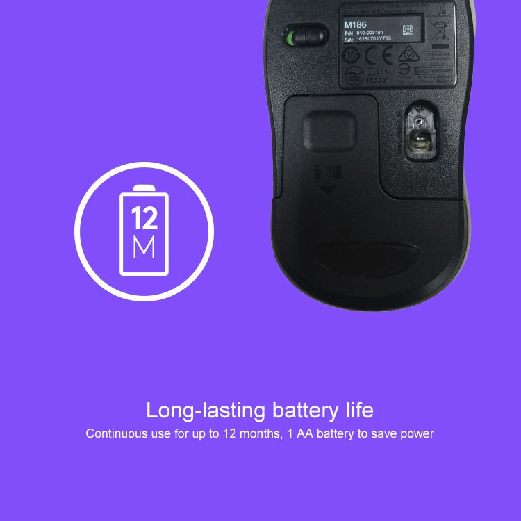 Logitech M186 Wireless Mouse for PC - Power Saving