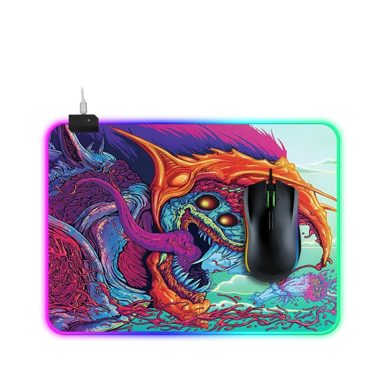 Tapis de souris gaming lumineux motif monstre 35x25 cm