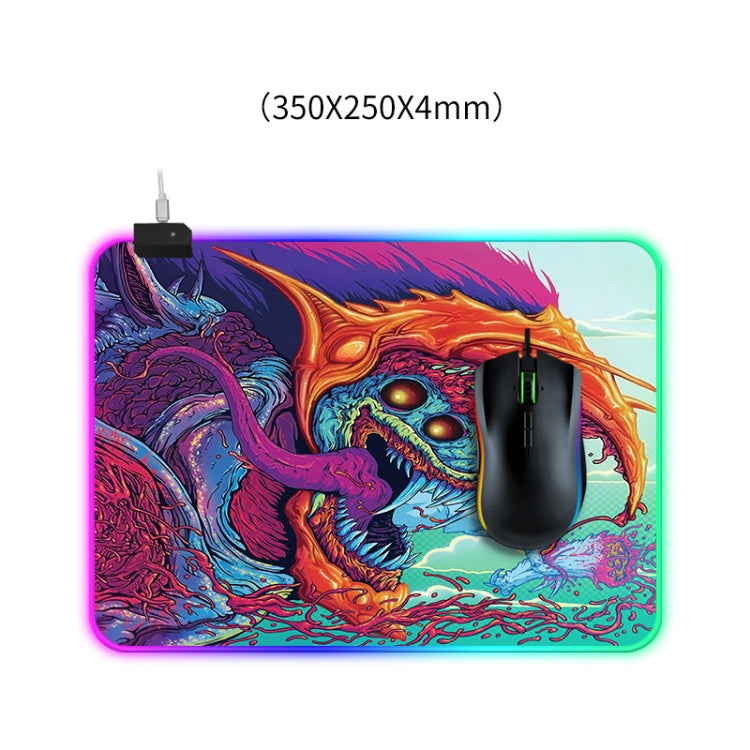 Tapis de souris gaming lumineux motif monstre 35x25 cm