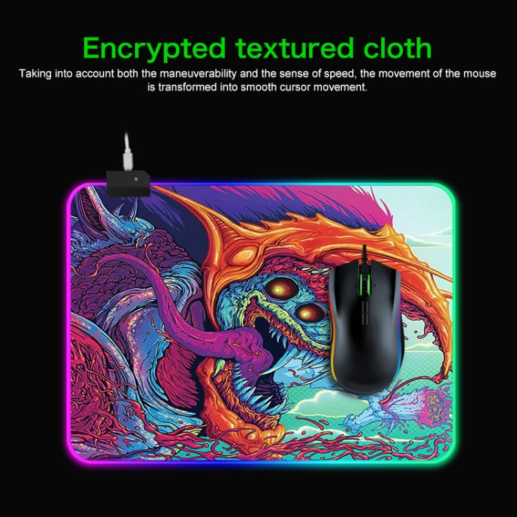 Tapis de souris gaming lumineux motif monstre 35x25 cm