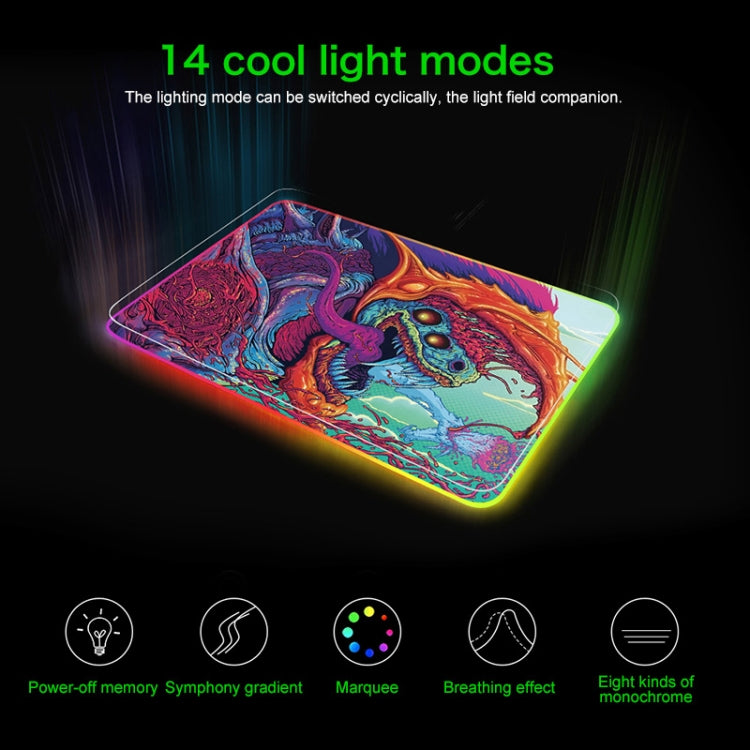 Tapis de souris gaming lumineux motif monstre 35x25 cm