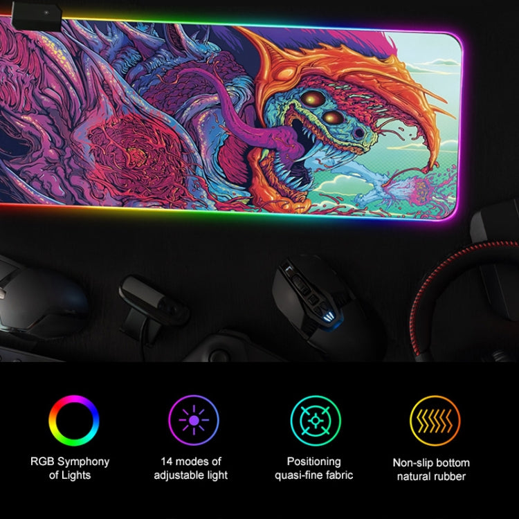 Tapis de souris gaming lumineux motif monstre 35x25 cm
