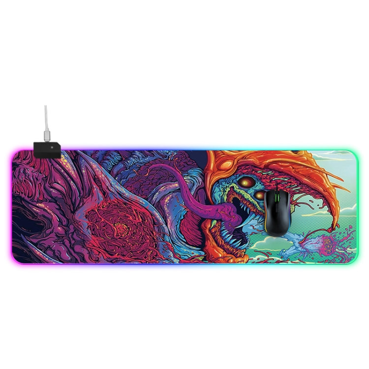 Tapis de souris lumineux à motif de monstre informatique, taille: 90 x 30 x 0,4 cm, 90 x 30 x 0.4cm