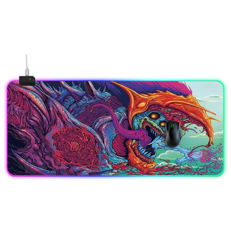 Luminous mouse pad with computer monster pattern, size: 90 x 40 x 0.4 cm, 90 x 40 x 0.4cm