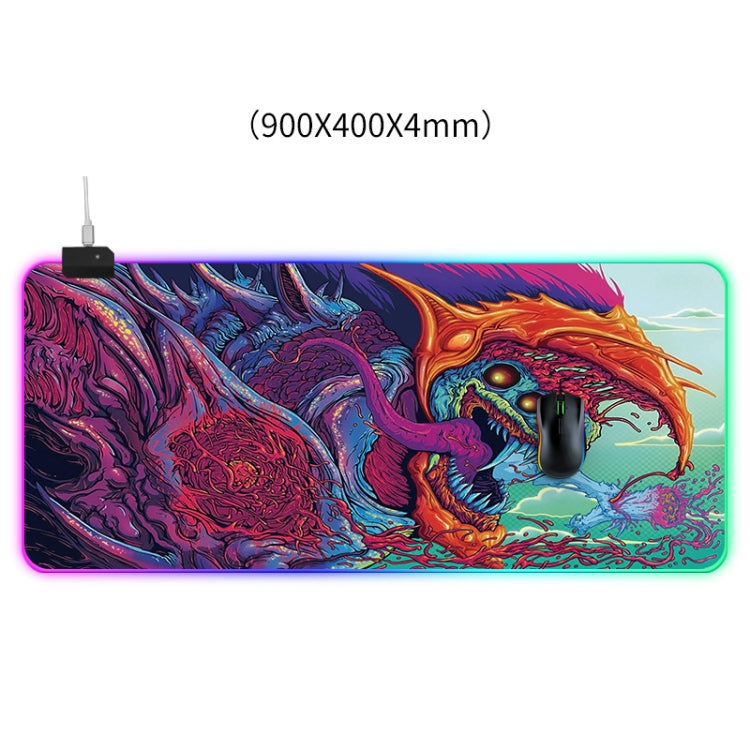 Luminous mouse pad with computer monster pattern, size: 90 x 40 x 0.4 cm, 90 x 40 x 0.4cm