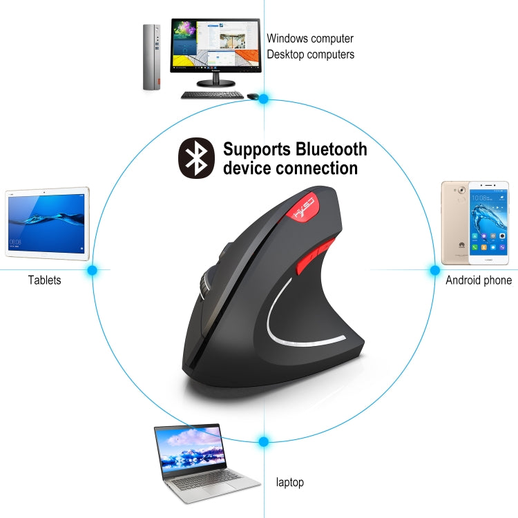 HXSJ T29 Bluetooth 3.0 Wireless 6 Buttons 2400 DPI Adjustable Ergonomics Optical Vertical Mouse, 6 Buttons T29 Black, 6 Buttons T29 Grey