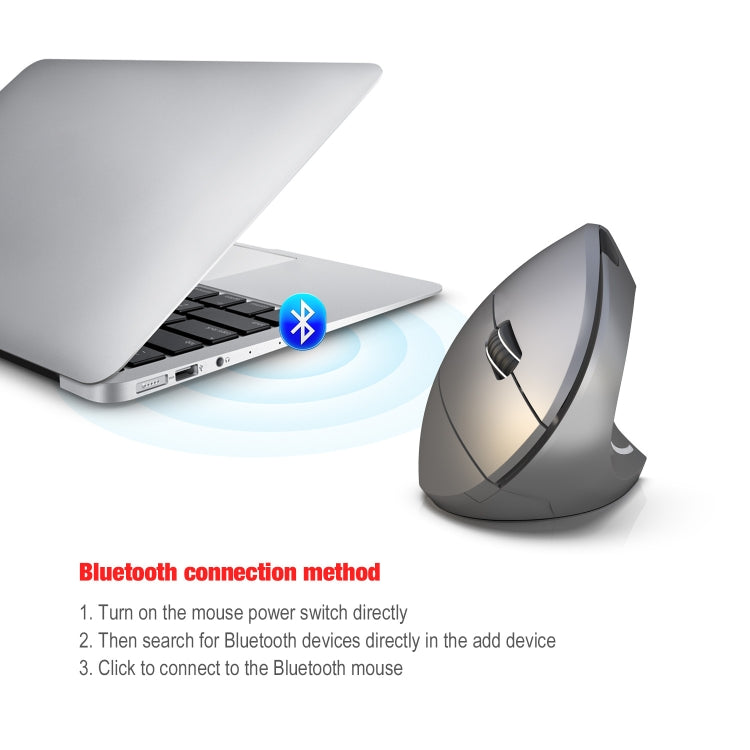 HXSJ T29 Bluetooth 3.0 sans fil Bluetooth 6 touches 2400 DPI ergonomie réglable souris verticale optique, 6 Buttons T29 Black, 6 Buttons T29 Grey
