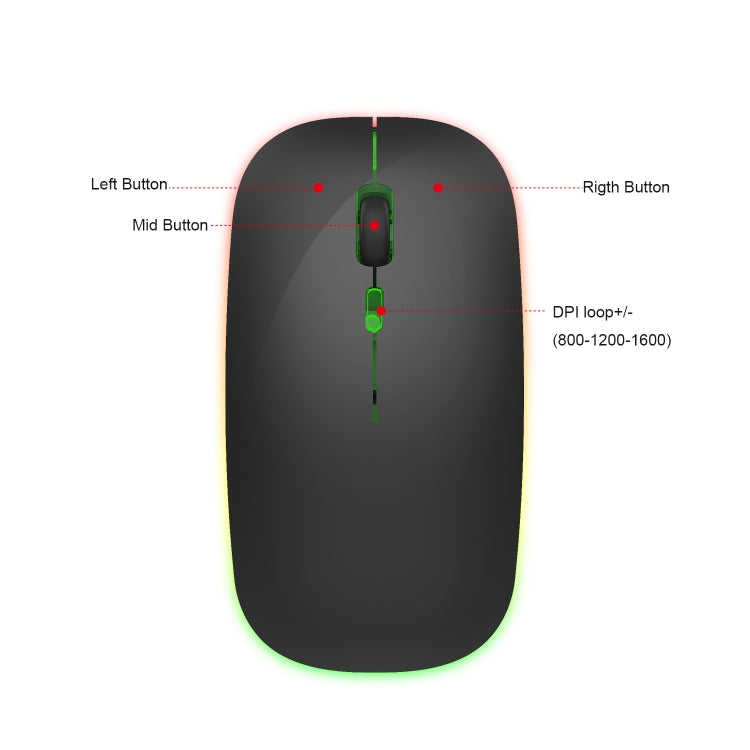 Souris Gaming Silencieuse HXSJ M40 2.4G Colorée sans Fil