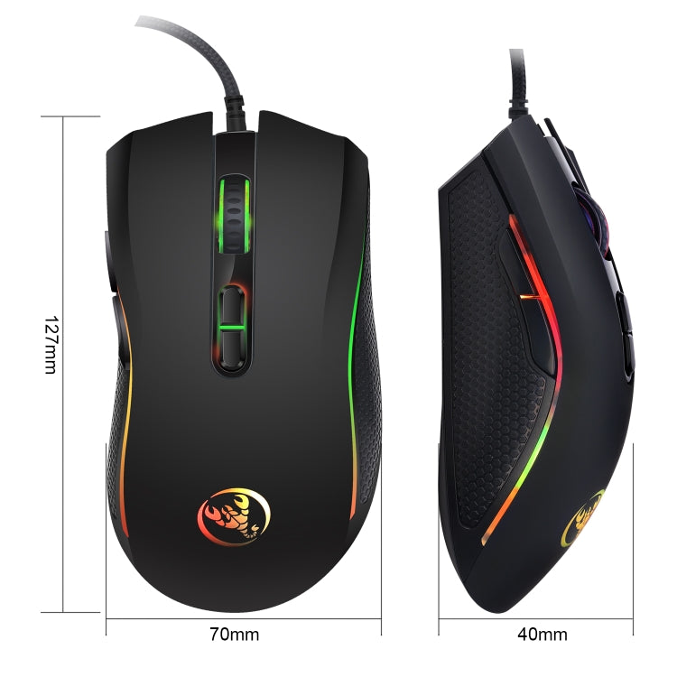 Souris gaming HXSJ A869 ergonomique 3200 DPI colorée