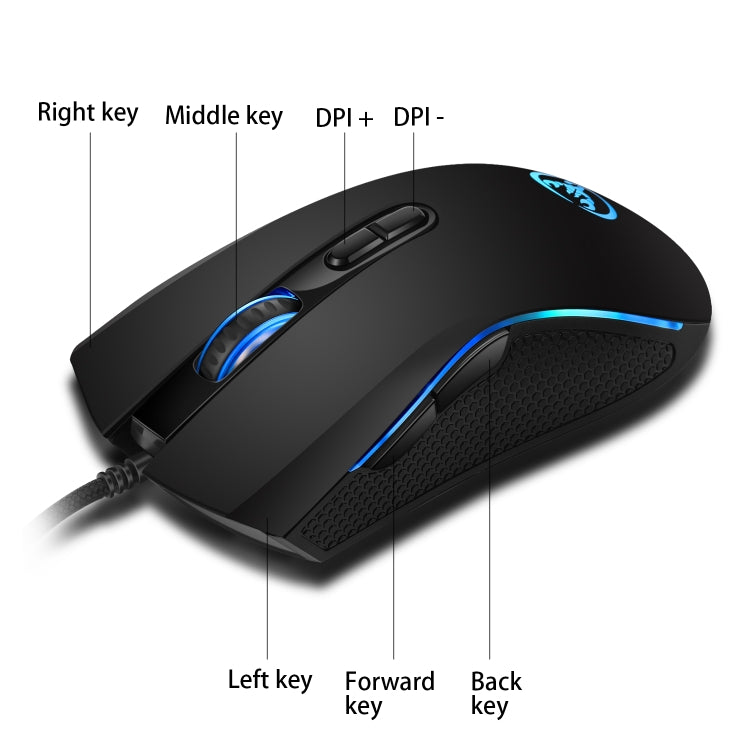 Souris gaming HXSJ A869 ergonomique 3200 DPI colorée