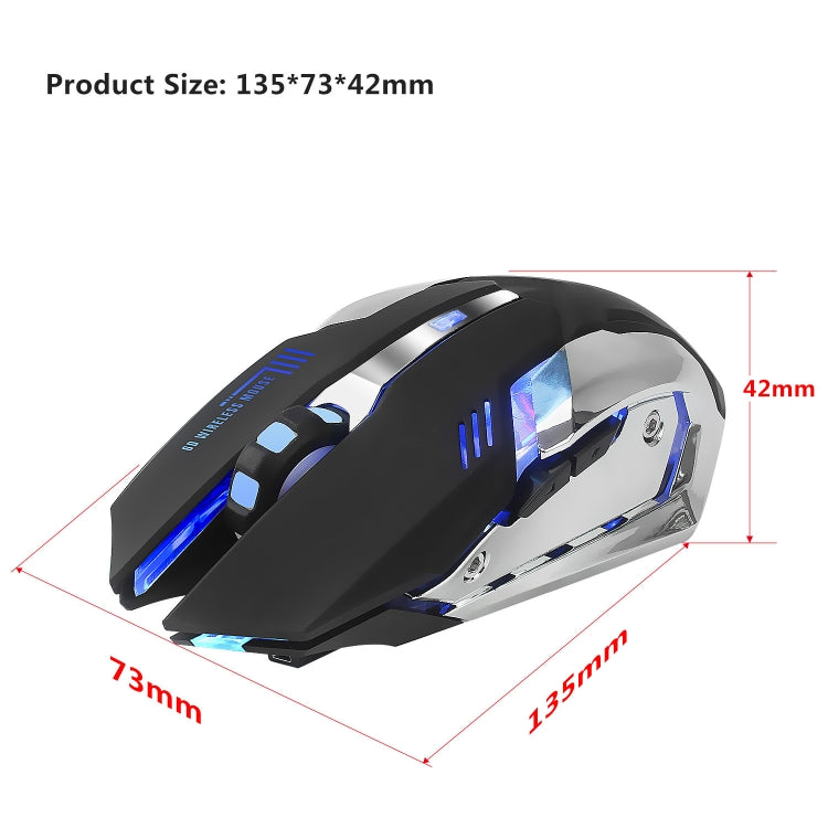 HXSJ M10 2.4GHz 6 touches USB Rechargeable éclairage coloré ergonomique 2400DPI souris de jeu optique sans fil pour ordinateurs de bureau, M10