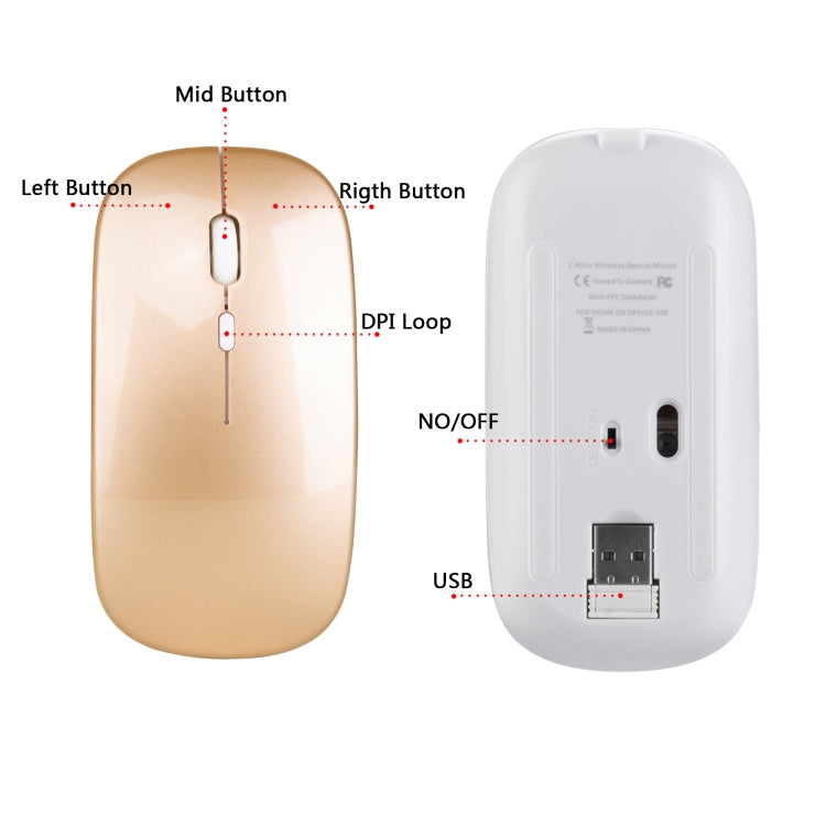 Souris Gaming Sans Fil HXSJ M80 - 1600 DPI, Silencieuse