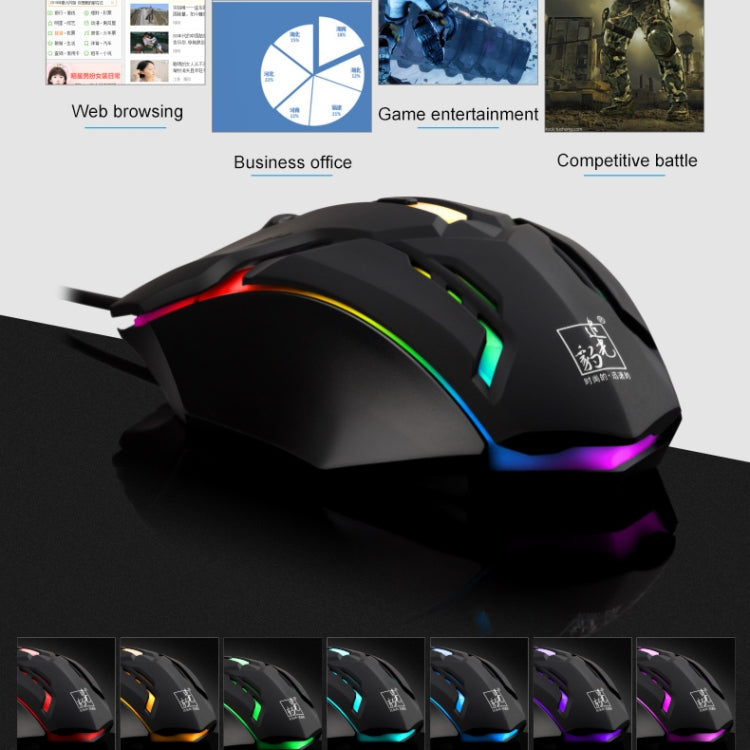 Souris de jeu optique K2 USB LED 1600 DPI pour PC