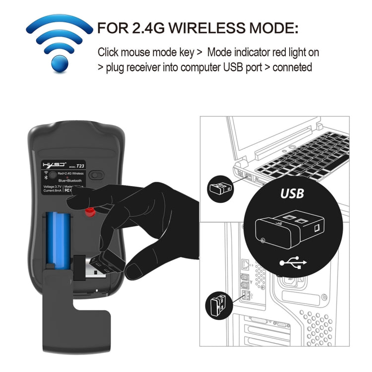 HXSJ T23 Ergonomic Wireless Gaming Mouse - 1600 DPI