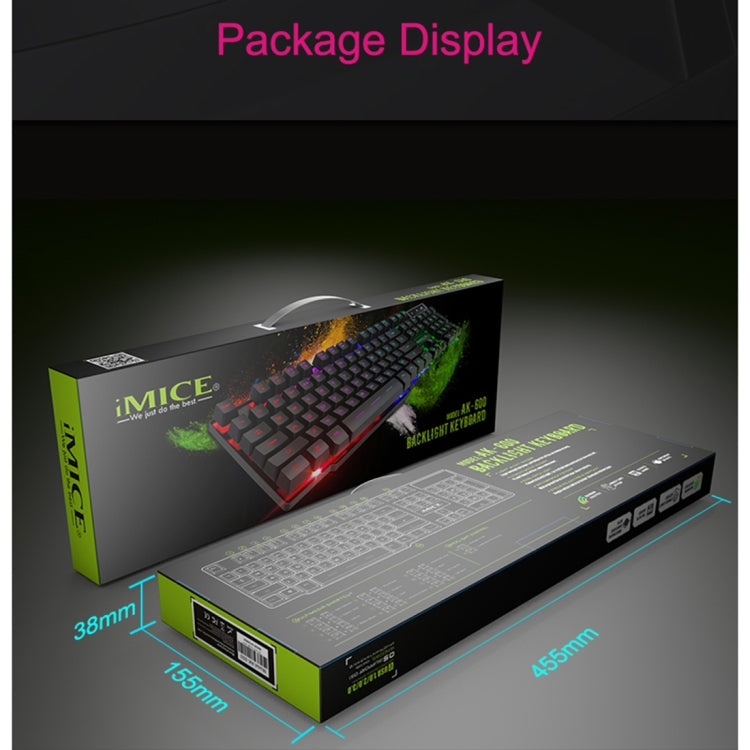Clavier de jeu USB rétro-éclairé iMICE AK-600 pour PC