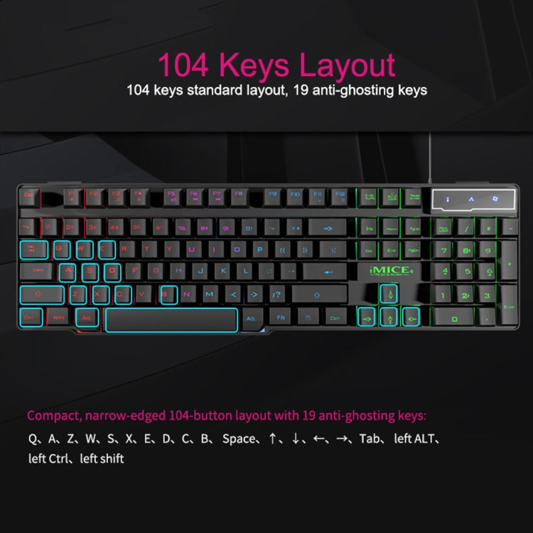 Clavier de jeu USB rétro-éclairé iMICE AK-600 pour PC