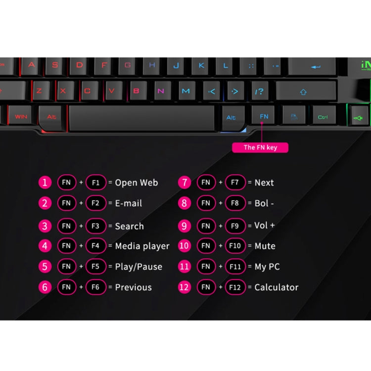 Clavier de jeu USB rétro-éclairé iMICE AK-600 pour PC