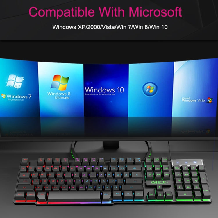 Clavier de jeu USB rétro-éclairé iMICE AK-600 pour PC