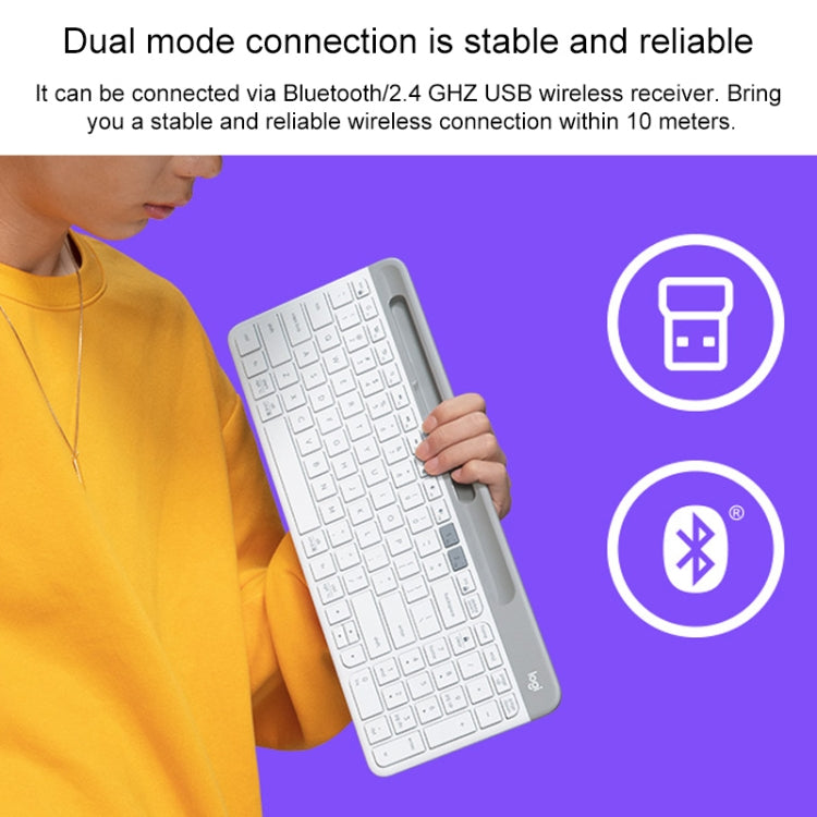 Clavier sans fil multi-appareils fin et léger double modes Logitech K580 avec support de téléphone