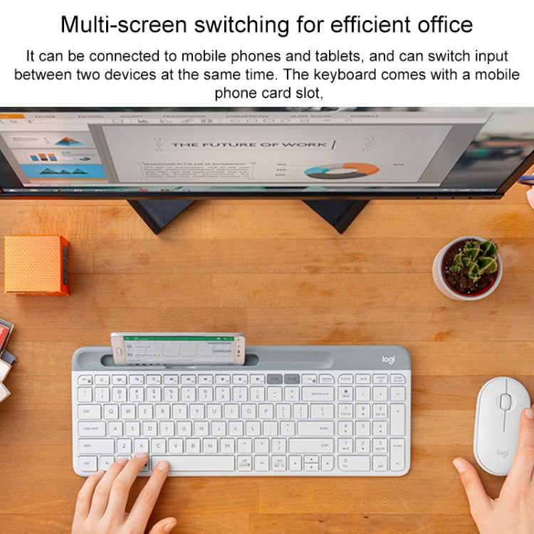 Clavier sans fil multi-appareils fin et léger double modes Logitech K580 avec support de téléphone