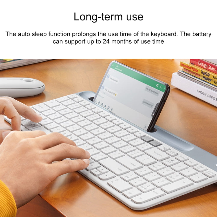 Clavier sans fil multi-appareils fin et léger double modes Logitech K580 avec support de téléphone