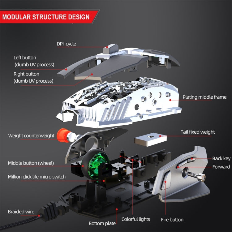 Souris Mécanique HXSJ J200 pour Gaming - 7 Touches