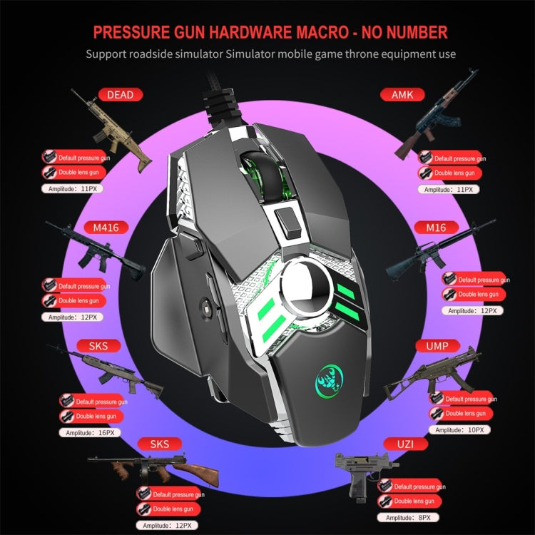 Souris Mécanique HXSJ J200 pour Gaming - 7 Touches