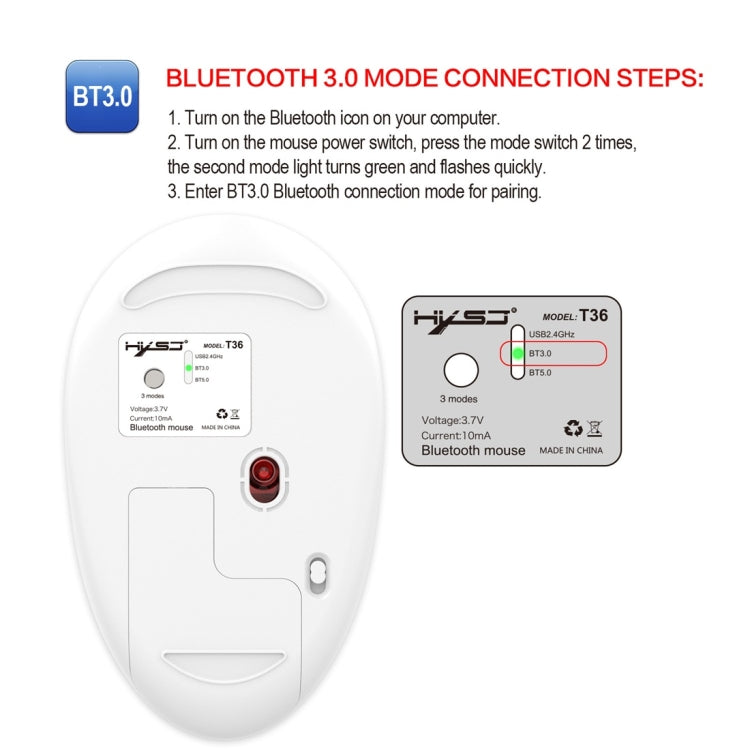 Souris Bluetooth HXSJ T36 : Silencieuse et Multimodes pour