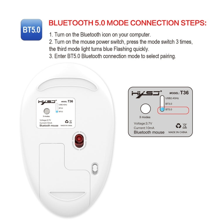 Souris Bluetooth HXSJ T36 : Silencieuse et Multimodes pour