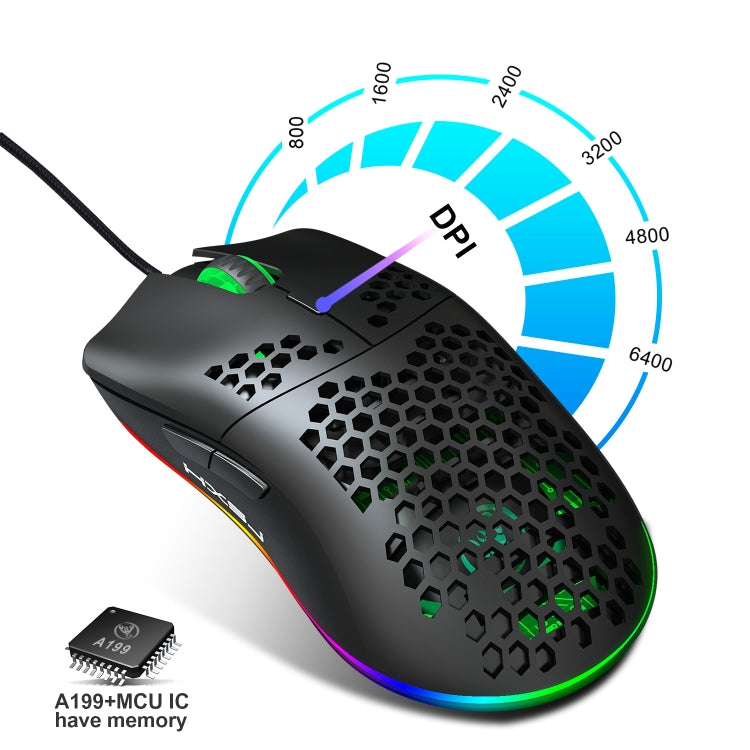 HXSJ J900 6-Button RGB Lighting Programmable Wired Gaming Mouse (White), J900(Black), J900(White)